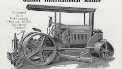 This Galion Iron Works International roller is equipped with an underframe blade and rear scarifier for road repair. It also illustrates a common engineering practice from the 1920s in which industrial tractors (in this case a McCormick-Deering 10-20) were used as the powertrains for an amazing variety of machines.
