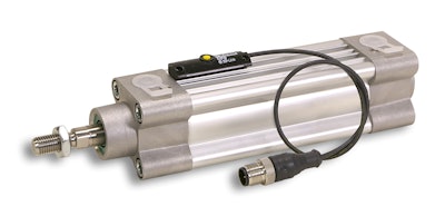 When integrated onto a pnuematic cylinder, the P8S sensor provides continuous transfer of position data.