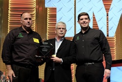 From left to right: Chris Langley, VP of Fleet Relations, Hyliion; Jim Park, award committee chair; and Thomas Healy, founder and CEO, Hyliion.