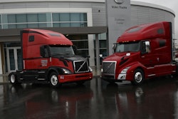 VNL 670s for Southeastern Freight Lines (left) were among the final legacy models produced. VNL 760 models destined for Volvo Trucks dealer S&S Volvo in Lima, OH (right), were the first off the assembly line following completion of the transition.