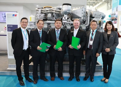 MTU and Jereh Petroleum Equipment signed the contract together with MTU’s Oil & Gas distributor in China, China Diesel Support Services (CDSS), during CIPPE. From left to right: Tony Chan, General Manager of MTU Hongkong; Wang Wei Zhong, General Manager Distribution & After Sales, CDSS; Zi Jing Zhong, President of Jereh Petroleum Equipment; Scott Woodruff, Director of Mining and Oil & Gas, MTU; Chu Fu-Min, Vice President of Sales and Business Development, MTU China and Zhang Wei, Vice President of Jereh Group.