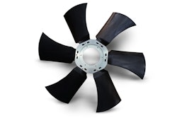The Truflo Hybrid Fans are plastic-bladed fans with a galvanized center plate to which reinforced sickle or tapered-shaped blades are fastened.
