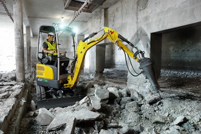 Wacker Neuson's EZ17e electric, zero tail mini excavator.