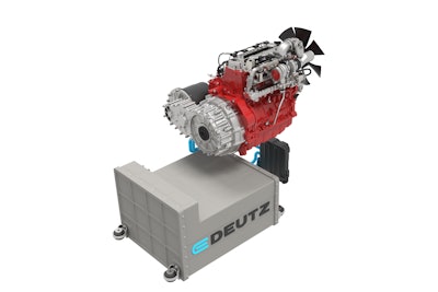 The DEUTZ hybrid system includes a boosting function and the ability to recharge the battery using the engine.