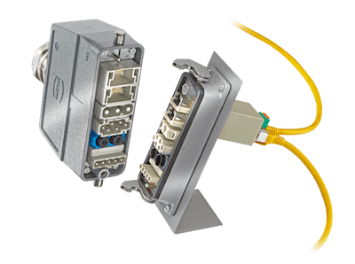Han-Modular enables different signal and multimedia types to be combined into a single connector unit.