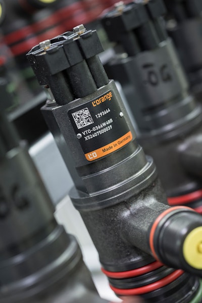 A L’Orange diesel injector for an MTU Series 4000 engine.