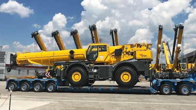 The first Grove GRT8100 manufactured outside the USA has left the production line in Niella Tanaro, Italy.