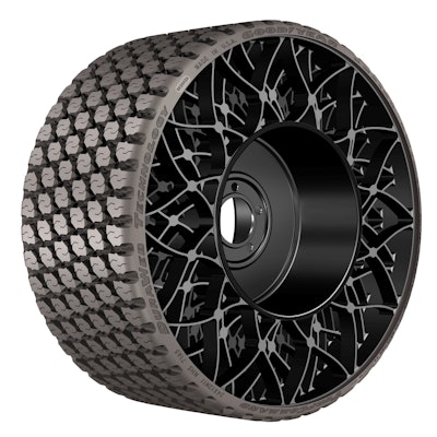 While the TurfCommand tire can be punctured, machine operation can continue with minimal upkeep required.