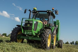 Updated John Deere 5R Utility Tractors feature a 60-degree steering angle and 12.1-ft. turning radius.