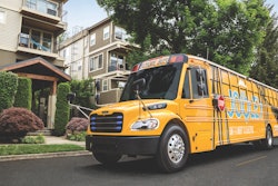 The Thomas Built Buses Saf-T-Liner C2 all-electric Jouley school bus.