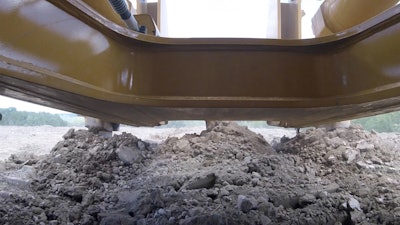 A view of the dozer's ripper depth.