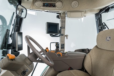 An optional CommandARM with electrohydraulic SCVs puts important controls at the operator’s fingertips.