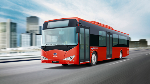 Pictured is an example of one of BYD's 12-m electric buses.