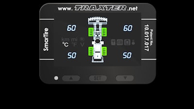 The display for Trident's STPMS helps operators monitor tire temperature so they can take corrective action if necessary.