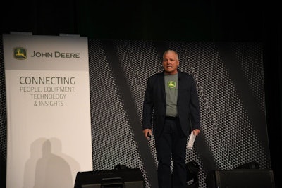 Peter Kasap, API Solutions Owner for John Deere ISG, kicks off the 2019 Develop with Deere Conference in Chicago. Nearly 600 connected software companies, John Deere dealer personnel, Deere employees and allied industry representatives attended the conference.