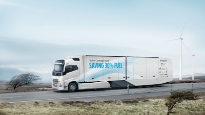Fuel consumption in long haul operations could be cut by almost a third, which was demonstrated by Volvo Trucks' 2017 concept vehicle.