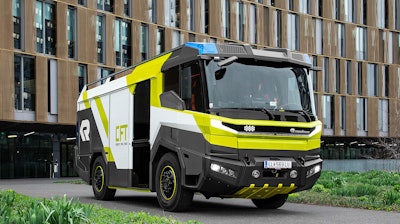 Rosenbauer’s electric Concept Fire Truck will utilize an electric driveline from Volvo Penta.