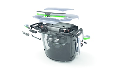 An exploded version of the CAB Concept Cluster's Smart CAB for agricultural applications.