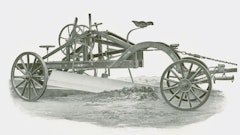 The first modern four-wheel grader, Samuel Pennock’s American Champion of 1877. It was also the first to have an adjustable rear axle. Its design was essentially unchanged until 1925.