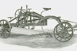 The first modern four-wheel grader, Samuel Pennock’s American Champion of 1877. It was also the first to have an adjustable rear axle. Its design was essentially unchanged until 1925.