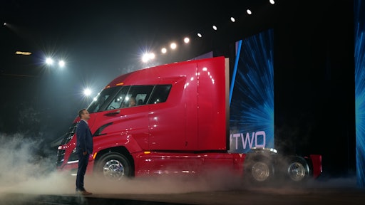 The Nikola Two is a hydrogen-electric Class 8 zero-emission commercial truck.