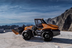 The ProjectTETRA concept wheel loader can operate on biomethane or traditional methane.