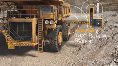The yard reader station reads the data off the tire sensors as the vehicle passes by the receiver in the yard and sends the data to the backend where it is analyzed and interpreted.