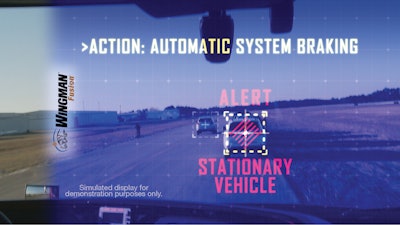 Bendix Wingman Fusion uses its radar and camera together to identify potentially threatening objects, both stationary and moving.