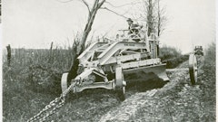 Tree removal wasn’t a typical application for a pull grader, but Rome Manufacturing demonstrated the robust construction of one of its larger graders by having it uproot a roadside tree without suffering distortion or damage.