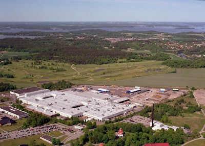 Aerial view of the Volvo CE axle and transmission factory in Eskilstuna.