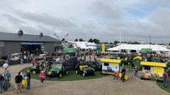 A variety of agricultural, as well as lawn and garden equipment could be seen from atop the John Deere deck at the company's booth.