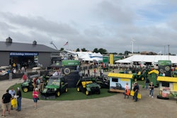 A variety of agricultural, as well as lawn and garden equipment could be seen from atop the John Deere deck at the company's booth.