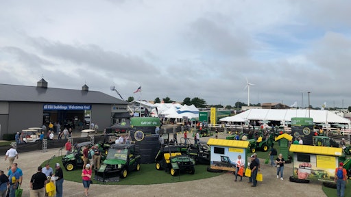 A variety of agricultural, as well as lawn and garden equipment could be seen from atop the John Deere deck at the company's booth.