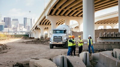 The Mack Granite in use at a construction site.