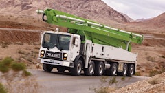 The Mack TerraPro is well suited to having concrete boom pumps integrated with its chassis.