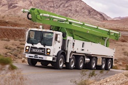 The Mack TerraPro is well suited to having concrete boom pumps integrated with its chassis.