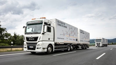 Truck platooning uses machine connectivity and automation, areas in which the TRATON Group will be focusing its R&D efforts.