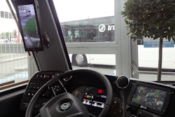 Vision Systems' camera monitoring system Smart-Vision eliminates lateral blind spots and features an in-cab display on the vehicle's A-pillar to improve visibility.