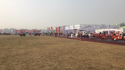Outdoor displays of agricultural equipment at EIMA Agrimach.