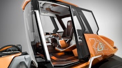 The cab of CASE CE's ProjectTETRA wheel loader concept features a simplified design to improve operator comfort and visibility.