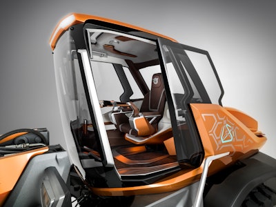 The cab of CASE CE's ProjectTETRA wheel loader concept features a simplified design to improve operator comfort and visibility.