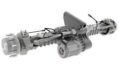 The Dana Spicer e-Axle concept replaces a traditional off-highway driveline with one featuring two independent axles powered by parallel-mounted electric motors.