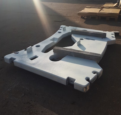 Machined pieces of a counterweight.