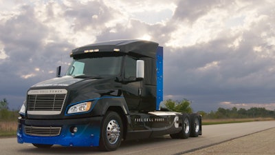 Hydrogen fuel cells are one of the alternative power sources Cummins is currently investigating; pictured is its prototype truck.