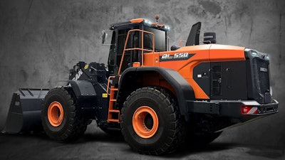 Doosan's DL Series wheel loader features a more streamlined design and meets current European emissions regulations.