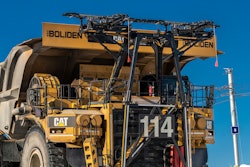 Trolley Assist Pantograph On Cat 795 F Ac Truck At Boliden Aitik Mine