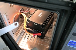 A battery in the test chamber at MAHLE's new testing facility.