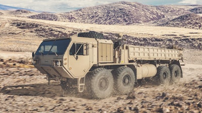 The Heavy Expanded Mobility Tactical Trucks (HEMTT).
