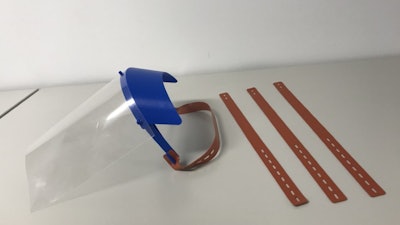 Trelleborg is manufacturing and supplying an elastomer strap for the adjustable headband of 3D printed face shields.