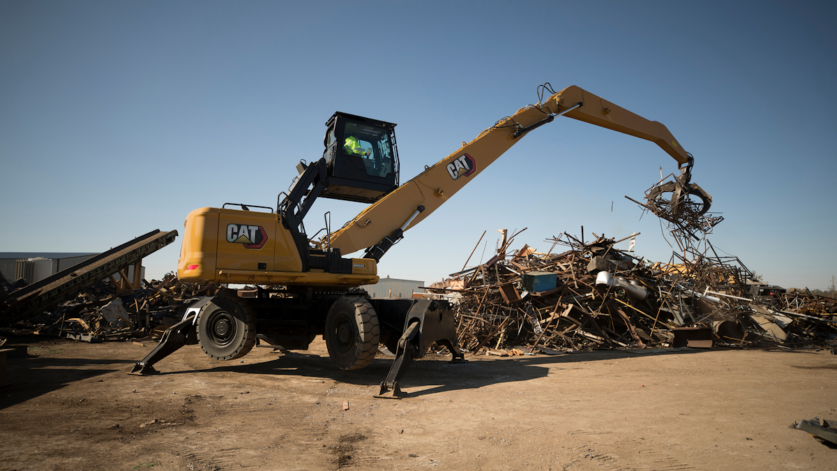 New Cat Mh3040 Material Handler Features 12 Faster Swing Time
